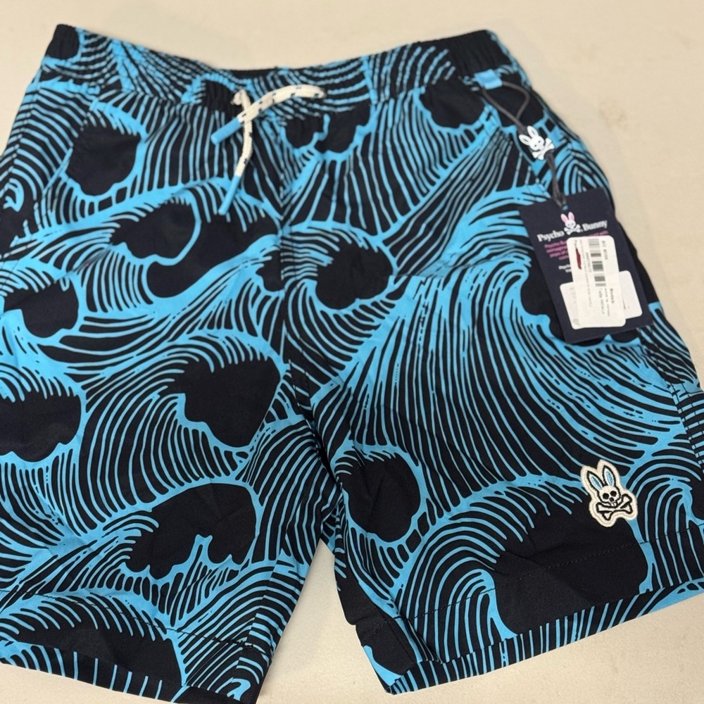 Blue and Black Patterned Shorts